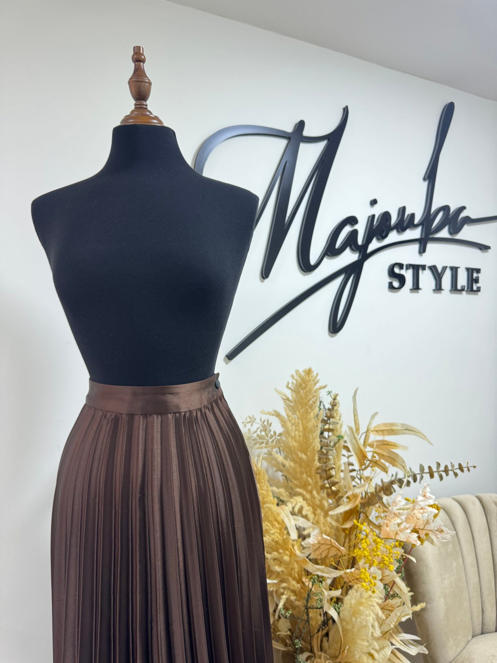 Jupe Plissée Marron